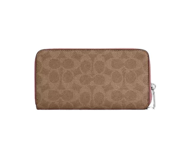 Coach Coach Long Zip Around Wallet With Detachable Card Case In Signature Canvas Dusty Pink - view 2
