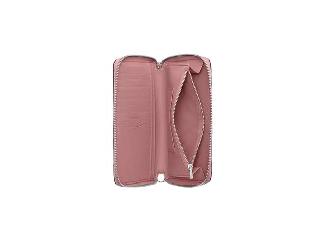 Coach Coach Long Zip Around Wallet With Detachable Card Case In Signature Canvas Dusty Pink - view 4