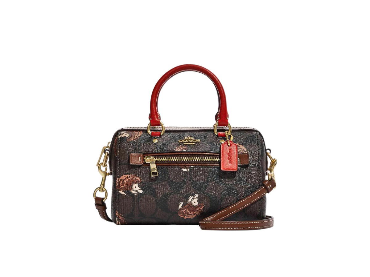 Coach Coach Rowan Artificial Leather Boston Bag Handbag Shoulder Bag Crossbody Bag Small Size Women's Brown & Black