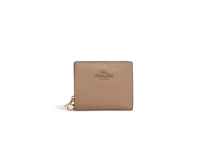 Coach Coach Snap Wallet Pebble Leather Taupe - view 1