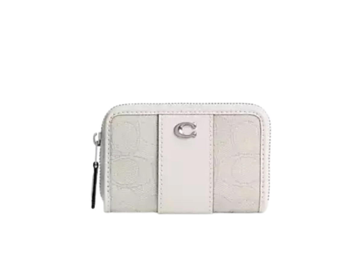 Coach Coach Essential Small Zip Around Card Case In Signature Jacquard Cloud Chalk