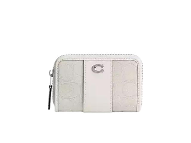 Coach Coach Essential Small Zip Around Card Case In Signature Jacquard Cloud Chalk - view 1