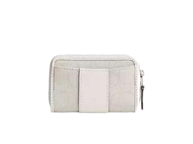 Coach Coach Essential Small Zip Around Card Case In Signature Jacquard Cloud Chalk - view 2