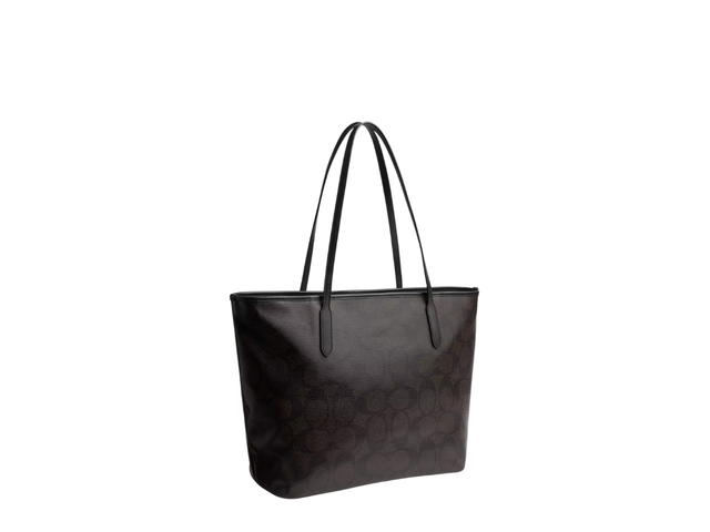 Coach Coach Large City Tote Bag In Maxi Signature Canvas Walnut Black - view 2