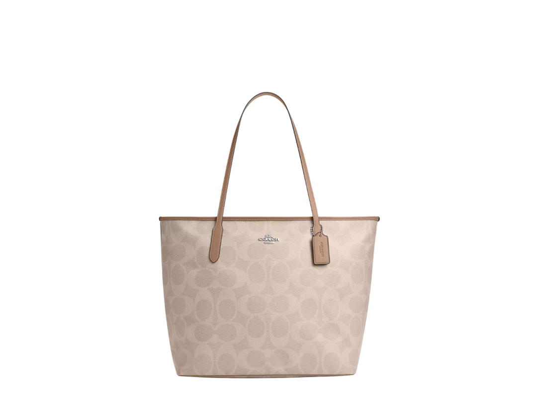 Coach Coach Large City Tote Bag In Maxi Signature Canvas Sand Taupe