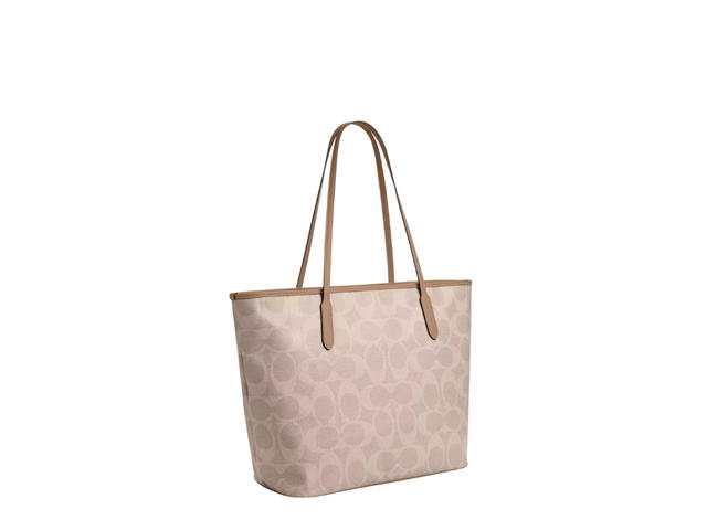 Coach Coach Large City Tote Bag In Maxi Signature Canvas Sand Taupe - view 2