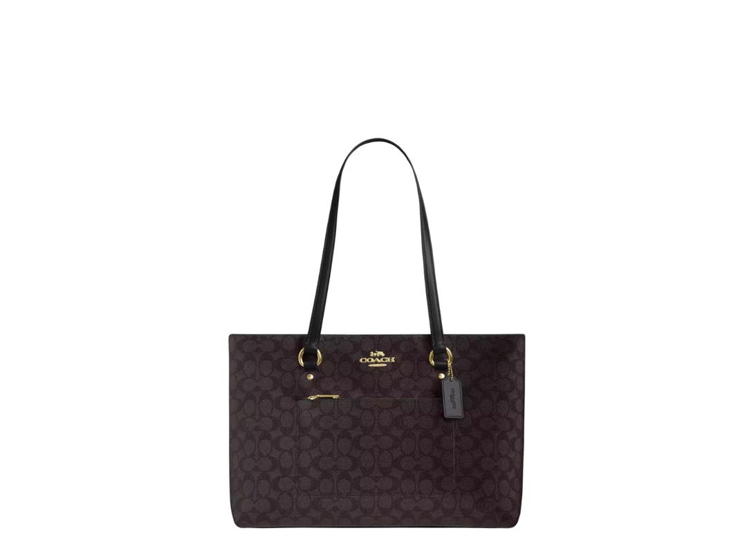 Coach Coach Station Tote Bag In Signature Canvas Walnut Black