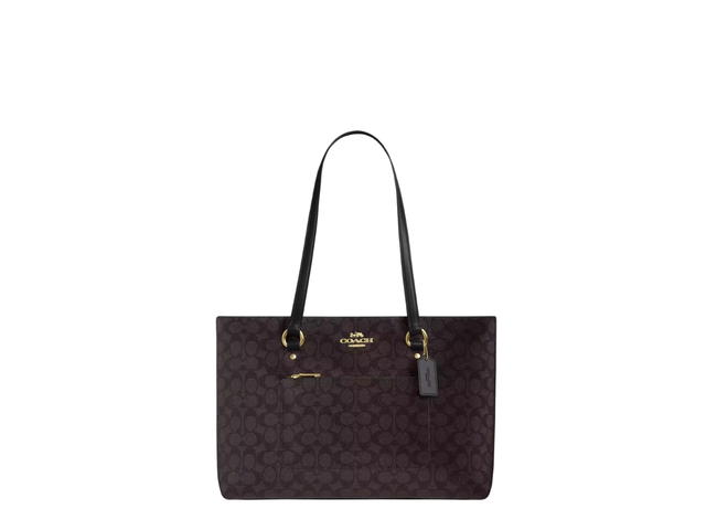 Coach Coach Station Tote Bag In Signature Canvas Walnut Black - view 1