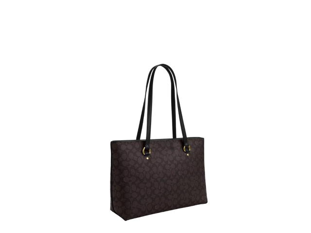 Coach Coach Station Tote Bag In Signature Canvas Walnut Black - view 2