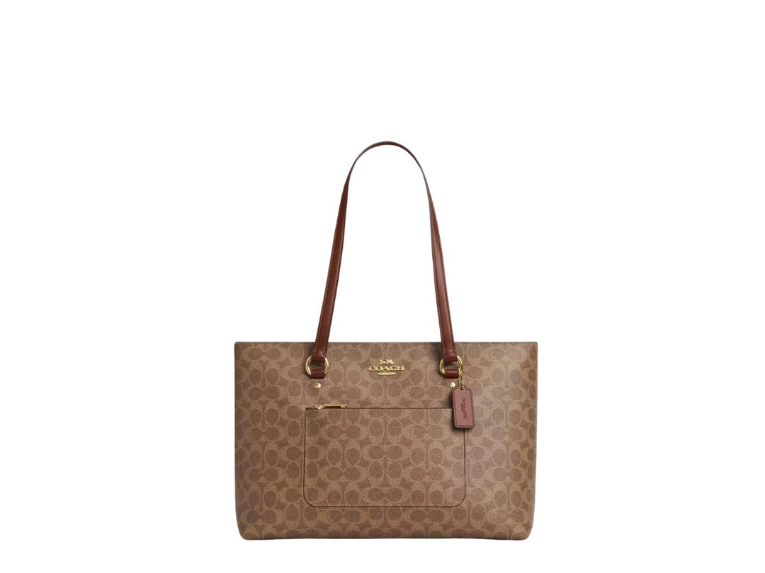 Coach Coach Station Tote Bag In Signature Canvas Tan Brown