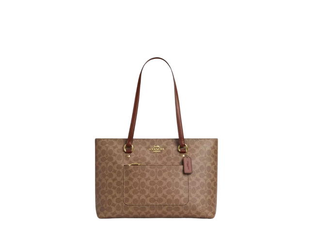 Coach Coach Station Tote Bag In Signature Canvas Tan Brown - view 1