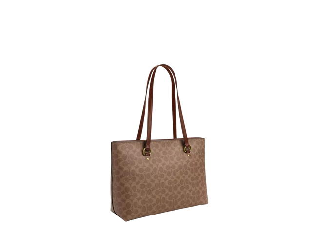 Coach Coach Station Tote Bag In Signature Canvas Tan Brown - view 2