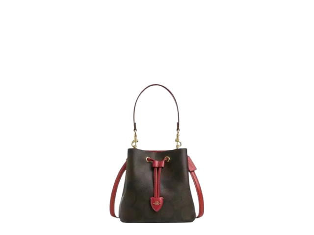 Coach Coach Rowan Bucket Bag Maxi Signature Canvas Walnut True Red - view 1