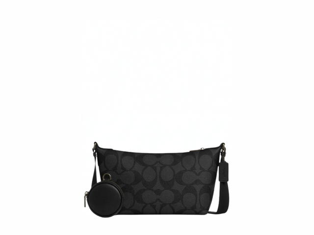 Coach Coach Small Finn Crossbody Bag With Pouch Maxi Signature Canvas Qb Charcoal Black - view 1