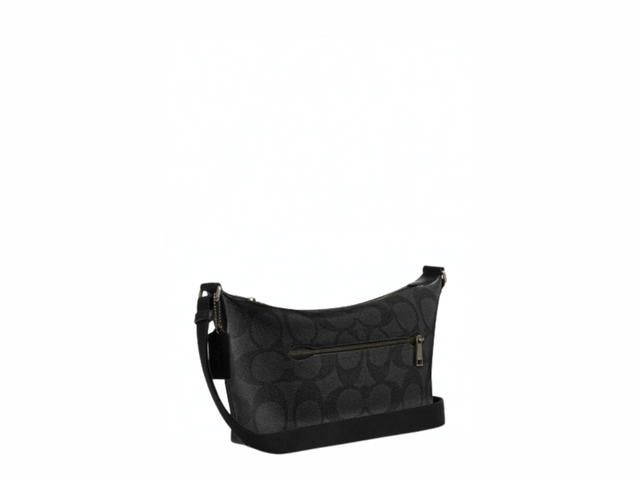 Coach Coach Small Finn Crossbody Bag With Pouch Maxi Signature Canvas Qb Charcoal Black - view 2