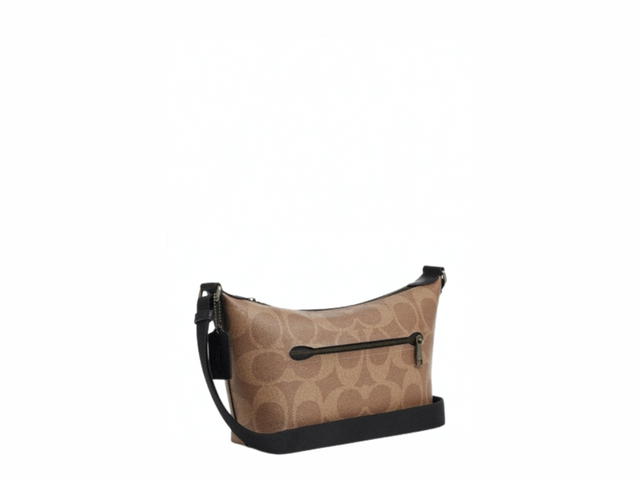 Coach Coach Small Finn Crossbody Bag With Pouch Maxi Signature Canvas Qb Tan Black - view 2