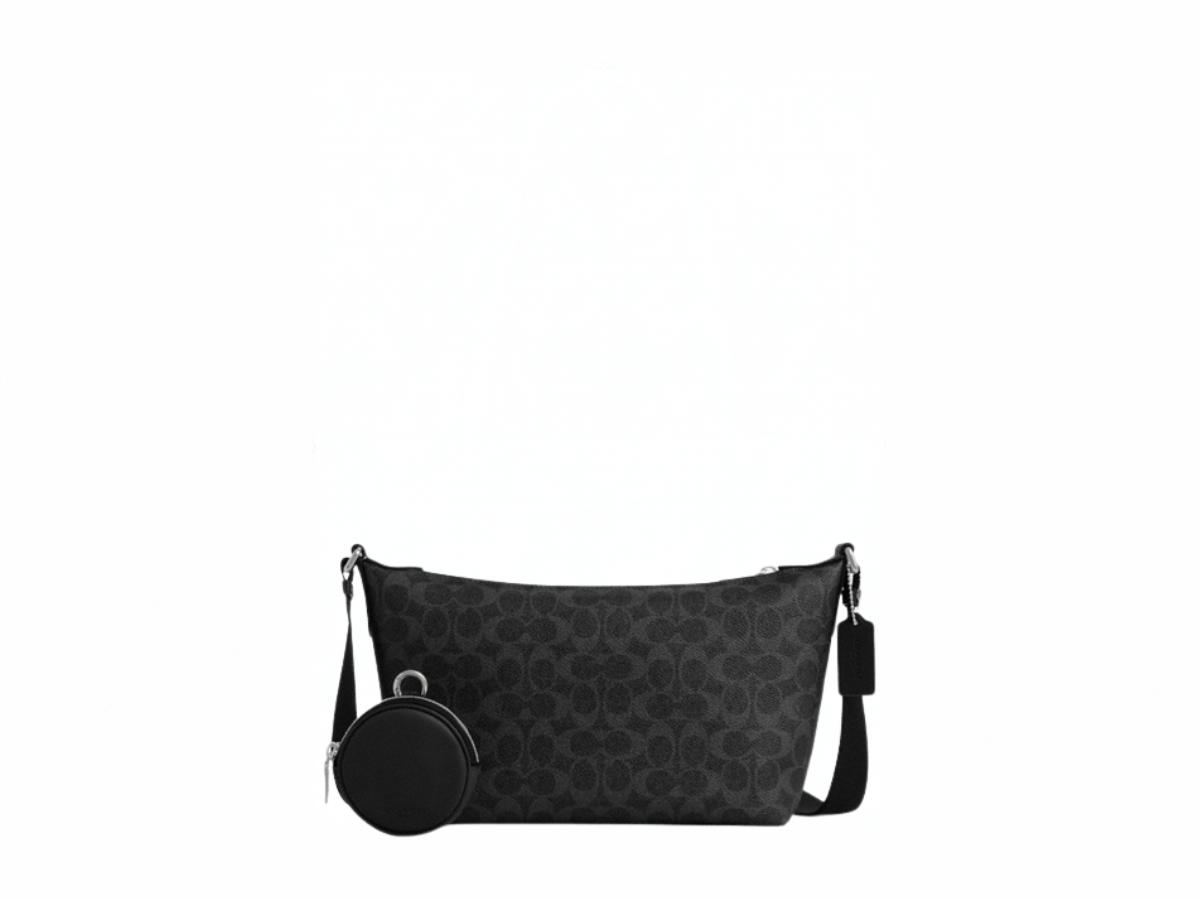 Coach Coach Small Finn Crossbody Bag With Pouch Signature Canvas Black