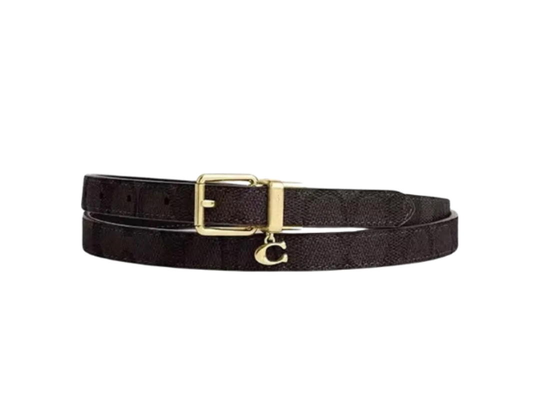 Coach Coach Roller Buckle Cut-To-Size Reversible Belt Walnut Black