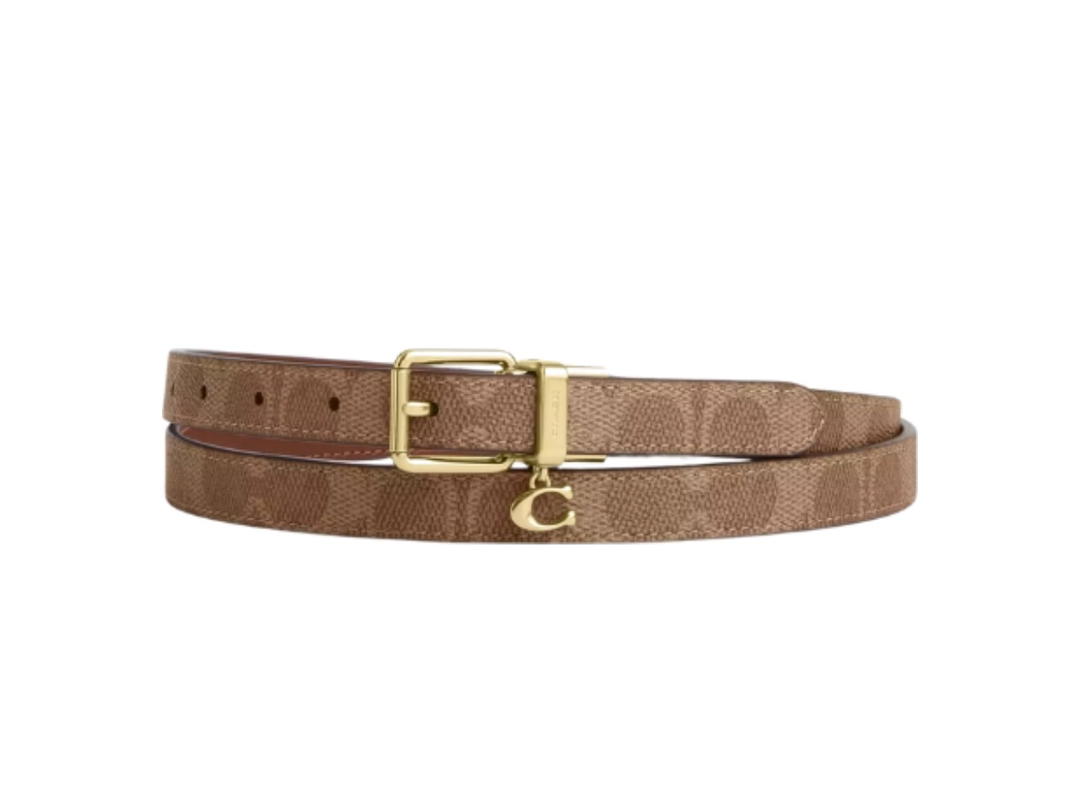 Coach Coach Roller Buckle Cut-to-Size Reversible Belt Tan Brown