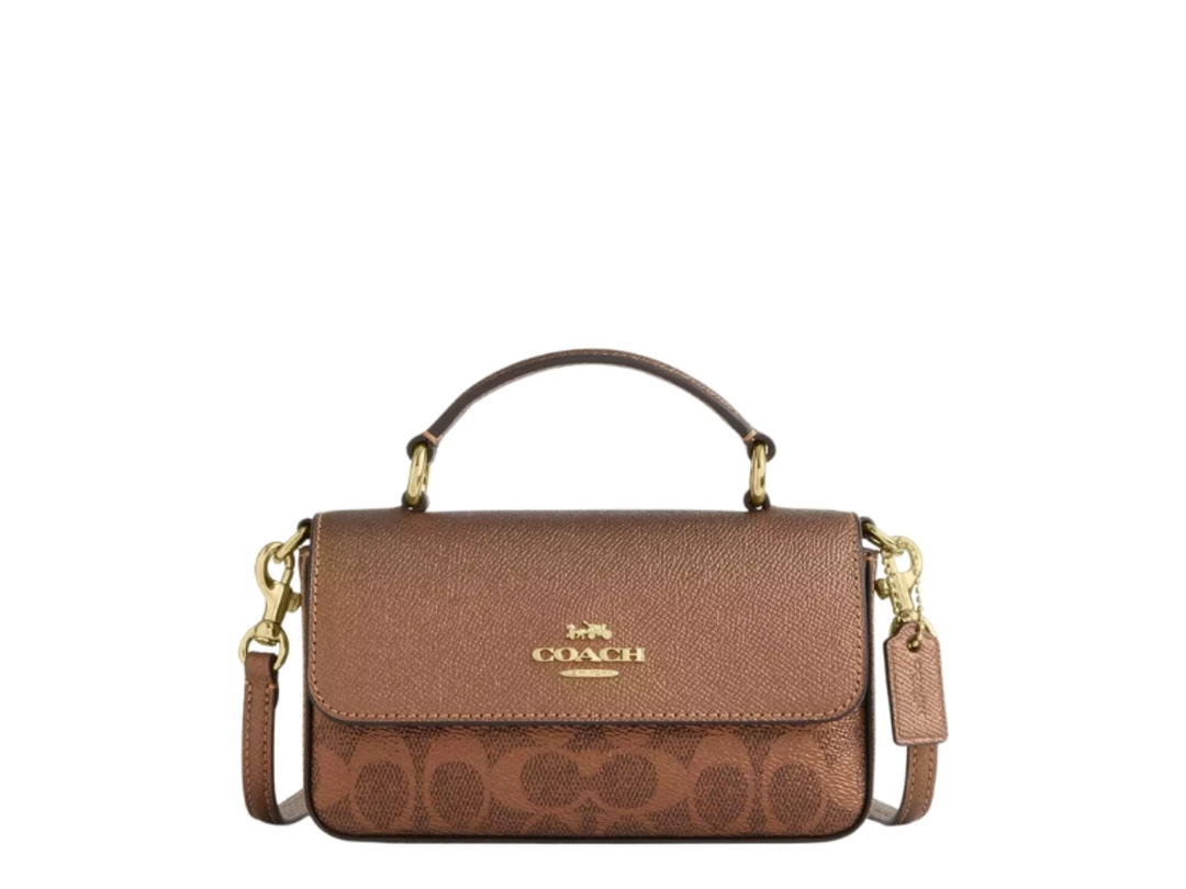 Coach Coach Mini Josie Top Handle Bag In Signature Canvas Brown Copper