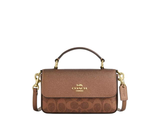 Coach Coach Mini Josie Top Handle Bag In Signature Canvas Brown Copper - view 1