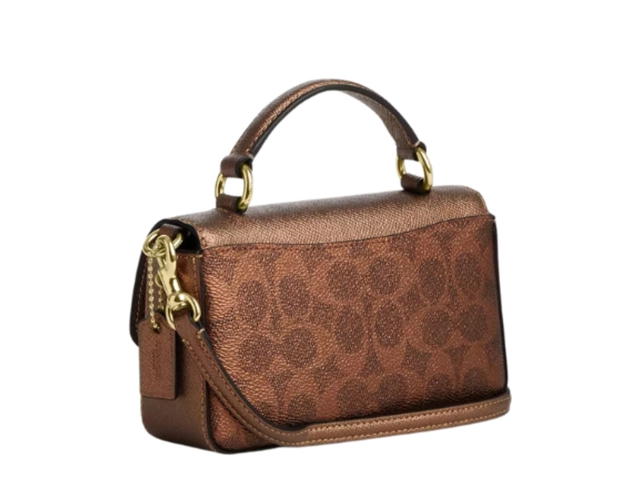 Coach Coach Mini Josie Top Handle Bag In Signature Canvas Brown Copper - view 2