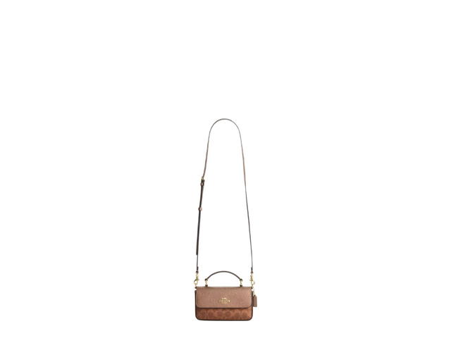 Coach Coach Mini Josie Top Handle Bag In Signature Canvas Brown Copper - view 6