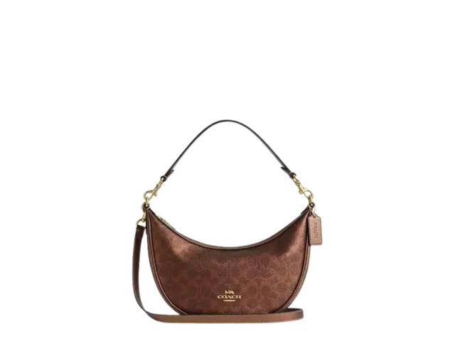 Coach Coach Aria Shoulder Bag In Signature Canvas Brown Copper - view 1