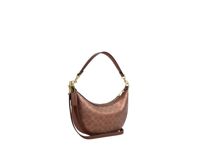 Coach Coach Aria Shoulder Bag In Signature Canvas Brown Copper - view 2