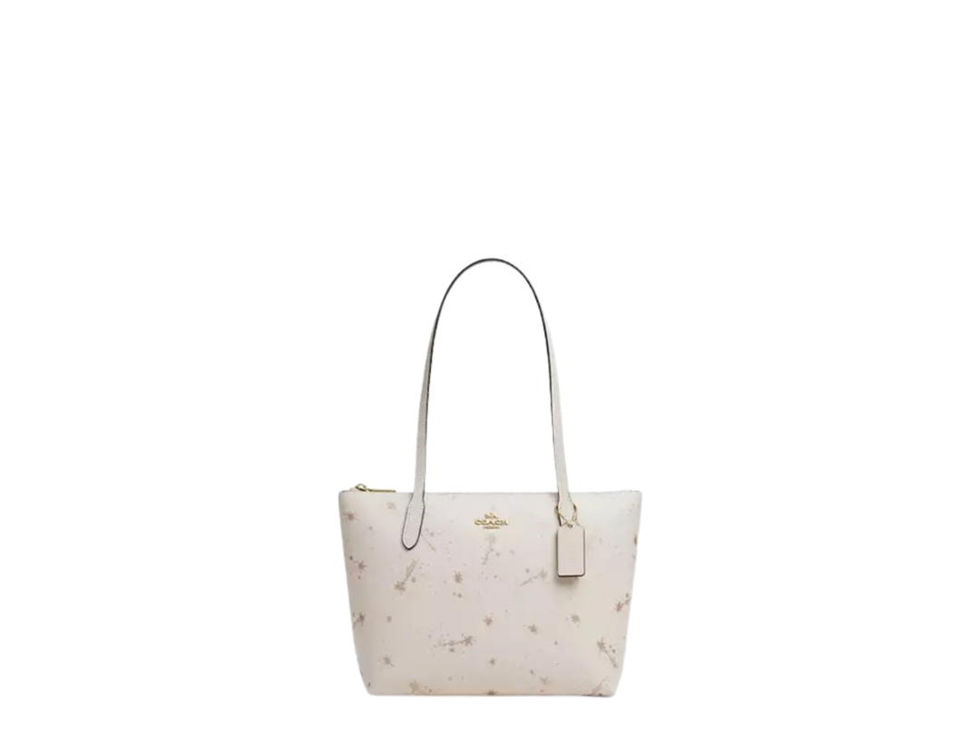Coach Coach Fiona Zip Tote Bag With Star Print Chalk