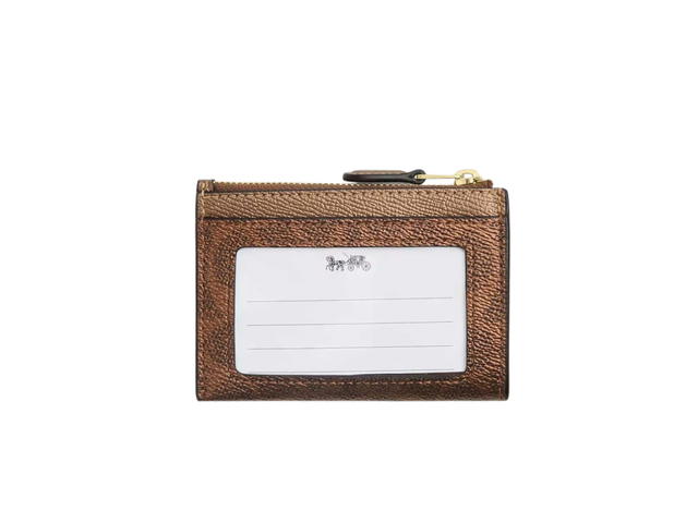 Coach Coach Mini Skinny Id Case In Signature Canvas Brown Copper - view 2