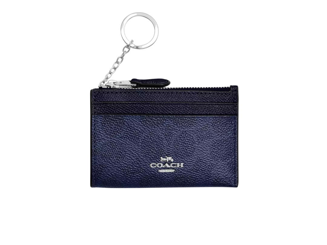 Coach Coach Mini Skinny Id Case In Signature Canvas Blue Navy