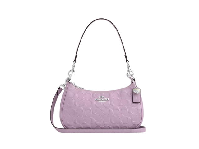 Coach Coach Teri Shoulder Bag In Signature Leather With Heart Charm Light Violet - view 1