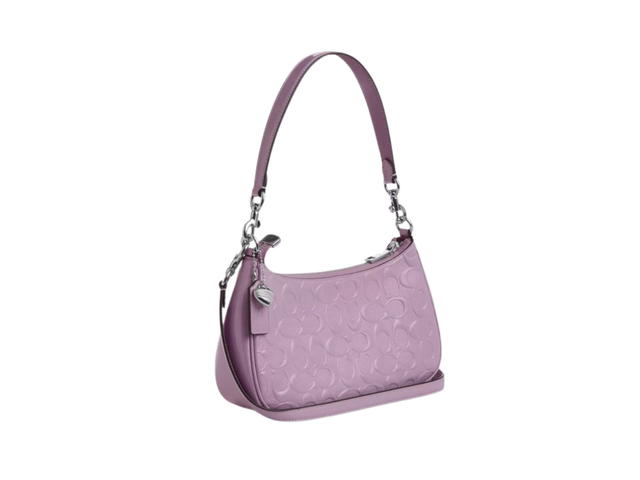 Coach Coach Teri Shoulder Bag In Signature Leather With Heart Charm Light Violet - view 2