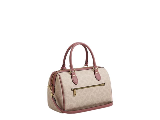 Coach Coach Rowan Satchel Bag In Signature Canvas With Heart Charm Khaki Beige - view 2