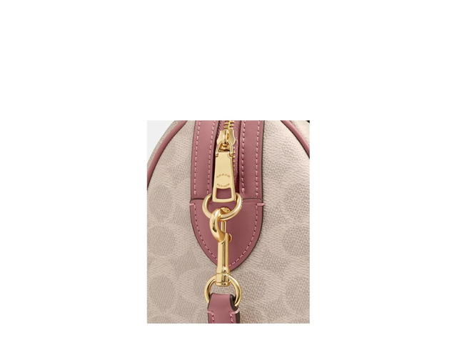 Coach Coach Rowan Satchel Bag In Signature Canvas With Heart Charm Khaki Beige - view 4