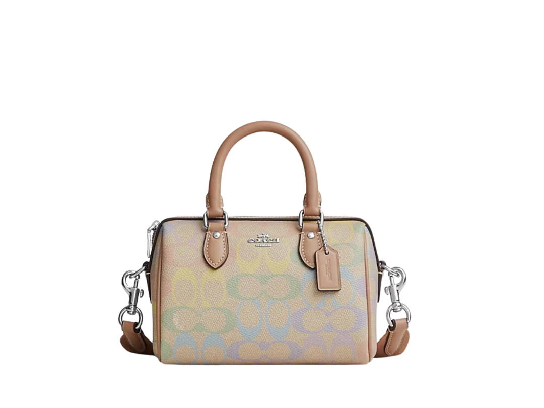 Coach Coach Mini Rowan Crossbody Bag In Rainbow Signature Canvas Sand Multicolor