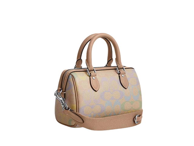 Coach Coach Mini Rowan Crossbody Bag In Rainbow Signature Canvas Sand Multicolor - view 2