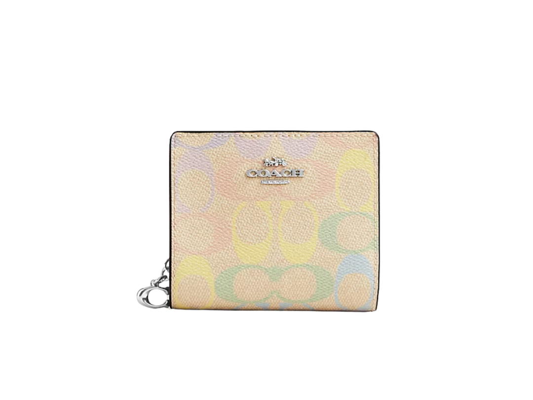 Coach Coach Snap Wallet In Signature Canvas Rainbow Sand