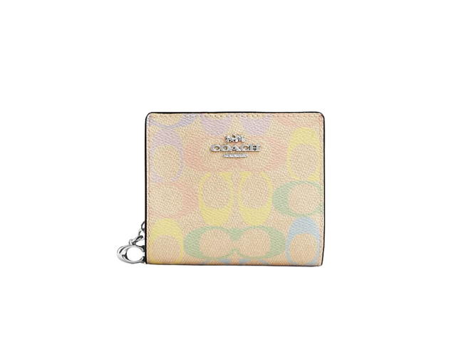 Coach Coach Snap Wallet In Signature Canvas Rainbow Sand - view 1