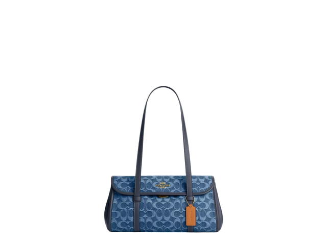 Coach Coach Bridget Flap Shoulder Bag In Signature Denim Gold Indigo - view 1