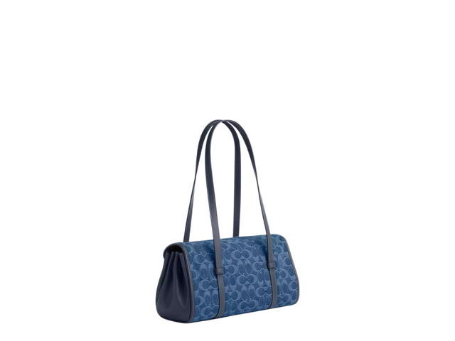 Coach Coach Bridget Flap Shoulder Bag In Signature Denim Gold Indigo - view 2