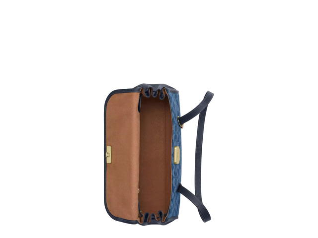 Coach Coach Bridget Flap Shoulder Bag In Signature Denim Gold Indigo - view 3