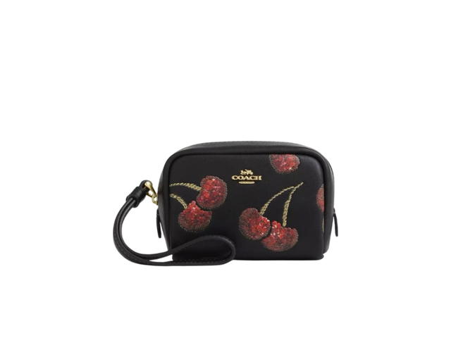 Coach Coach Pouch Wristlet With Cherry Print Black - view 1