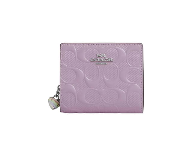 Coach Coach Snap Wallet In Signature Leather With Heart Charm Light Violet - view 1