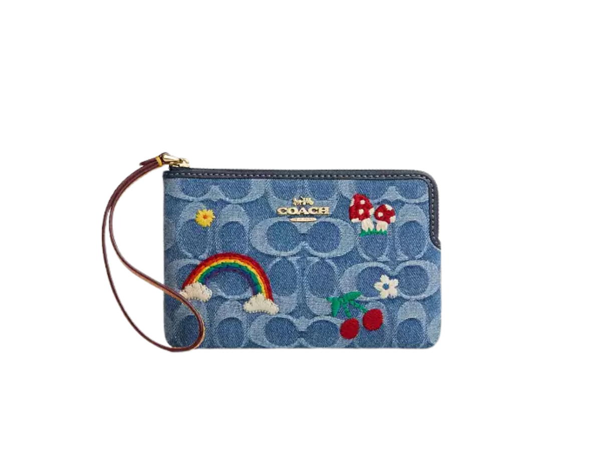 Buy Coach Corner Zip Wristlet In Signature Denim Blue at Sasom – Authentic and Ready to Ship