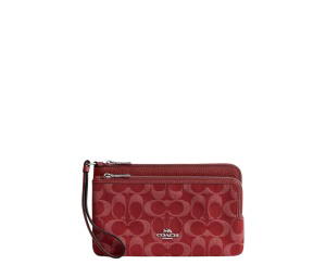 Buy Coach Double Zip Wallet In Signature Denim True Red at Sasom – Authentic and Ready to Ship