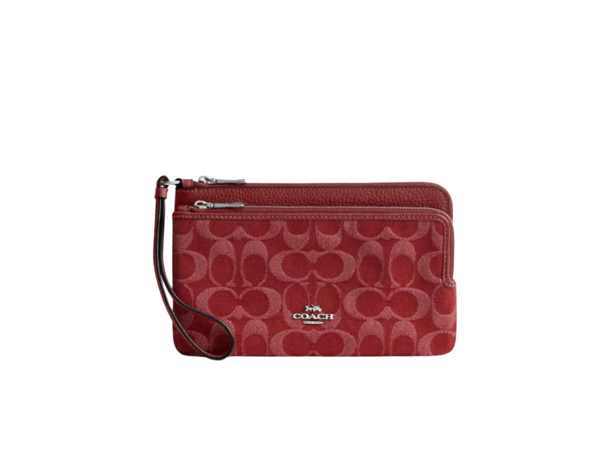 Coach Coach Double Zip Wallet In Signature Denim True Red