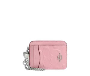 Buy Coach Zip Card Case In Signature Leather With Heart Charm Pink at Sasom – Authentic and Ready to Ship