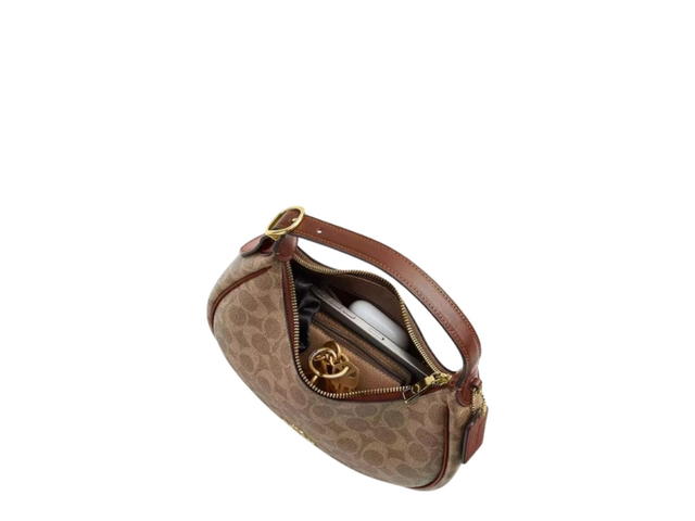 Coach Coach Emily Shoulder Bag In Signature Canvas Tan Brown - view 3